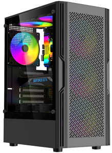 Gabinete <span class=keywords><strong>de</strong></span> PC para juegos LY Custom Glass Mid Tower con panel lateral <span class=keywords><strong>de</strong></span> vidrio templado y panel frontal <span class=keywords><strong>de</strong></span> malla <span class=keywords><strong>de</strong></span> vidrio, compatible con placas base Micro ATX. - Product Image 6