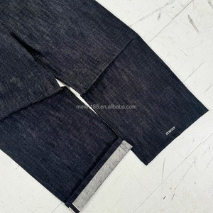 Pantalones Vaqueros de Pierna Recta Negros de Alta Calidad Personalizados de 14-16 Oz, Vaqueros Japoneses Crudos de Mezclilla Selvedge - Product Image 4