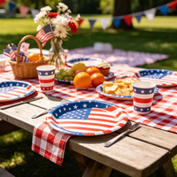 Assiettes en papier du 4 juillet, rouge, blanc et bleu, vaisselle jetable pour les fêtes de barbecue
