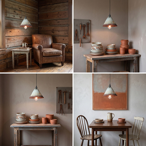 Lámpara Colgante de Hierro con Acabado Envejecido, Estilo Retro Industrial Vintage, para Comedor, Cocina, Cafetería, Bar, con Patina Desgastada, Forma de Cono, Ajustable - Product Image 2