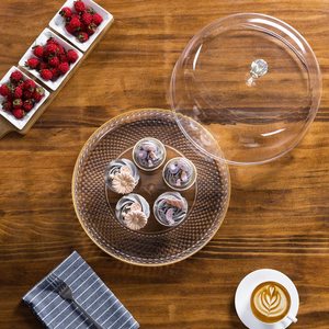 30,48 cm Grado Alimenticio transparente de acrílico/pastel/tarta de bandeja de postres con diamante borde con campana cubierta de cúpula - Product Image 4