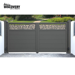 Porte en aluminium gris foncé style moderne porte de maison double <span class=keywords><strong>portail</strong></span> noir de porte de banlieue maison pour <span class=keywords><strong>la</strong></span> maison - Product Image 1