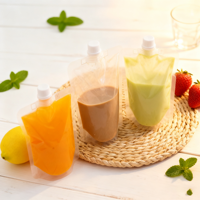 Pochettes souples personnalisables de 10 à 20 ml avec bec verseur, écologiques, en PE transparent, recyclables, pour liquides, eau, jus, bière, boissons énergisantes
