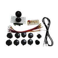 Kit DIY Arcade 1 ou 2 Joueurs Raspberry Pi Zero USB PC 5V LED Joystick Chromé Bouton Poussoir Cabinet Métal Plastique Minimaliste Anglais