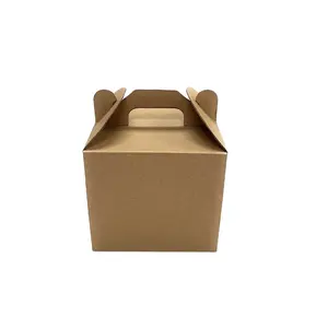 Cartón corrugado para comida de pastel, caja de embalaje para llevar con asa
