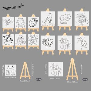 Acrylic Watercolor <strong>Mini</strong> Easel and <strong>Canvas</strong> Pre Printed Stretched <strong>Canvas</strong> Triangle Easel Pre Drawn <strong>Canvas</strong> With Easel - Product Image 6