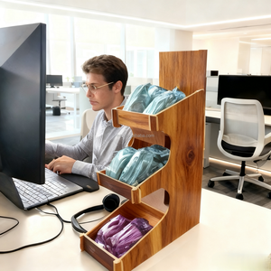 Truy cập hàng đầu di động bán lẻ Bảng hiển thị đứng Countertop 3 bước Riser thủ công bằng gỗ hiển thị - Product Image 5