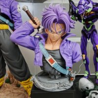 Dragon Ball Z : Statue en résine de Trunks Super Saiyan à double tête avec épée, taille réelle 1:1, figurine d'anime de collection, décoration