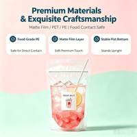 Pochette Doypack à fermeture éclair pour emballage de jus, de gelée et de liquides, sac en plastique transparent avec trou de suspension, prêt à expédier (RTS), vente en gros, personnalisable