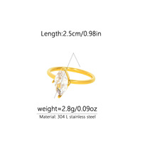 Bague en acier inoxydable plaqué or 18 carats, minimaliste, épaisse, avec zircon rectangulaire, ovale, rond ou carré, pour femme, cadeau