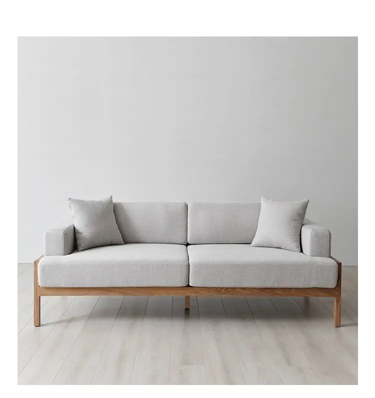 北欧のデザイナーシンプルな小さな家族純粋な無垢材静かな風日本の生地のソファ