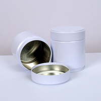 Boîte en étain ronde blanche hermétique de qualité alimentaire 30-50g format voyage pour thé matcha, poudre de café, étiquette personnalisée, vente chaude