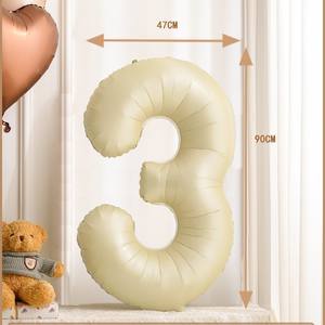 Calcomanía de dígitos de Color crema de 42 pulgadas, globo de cumpleaños estereoscópico 3D, configuración de escena de fiesta inflable para numeración - Product Image 4