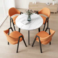 Ensemble de table et de chaises de salle à manger en faux marbre moderne, mobilier commercial adapté aux salons