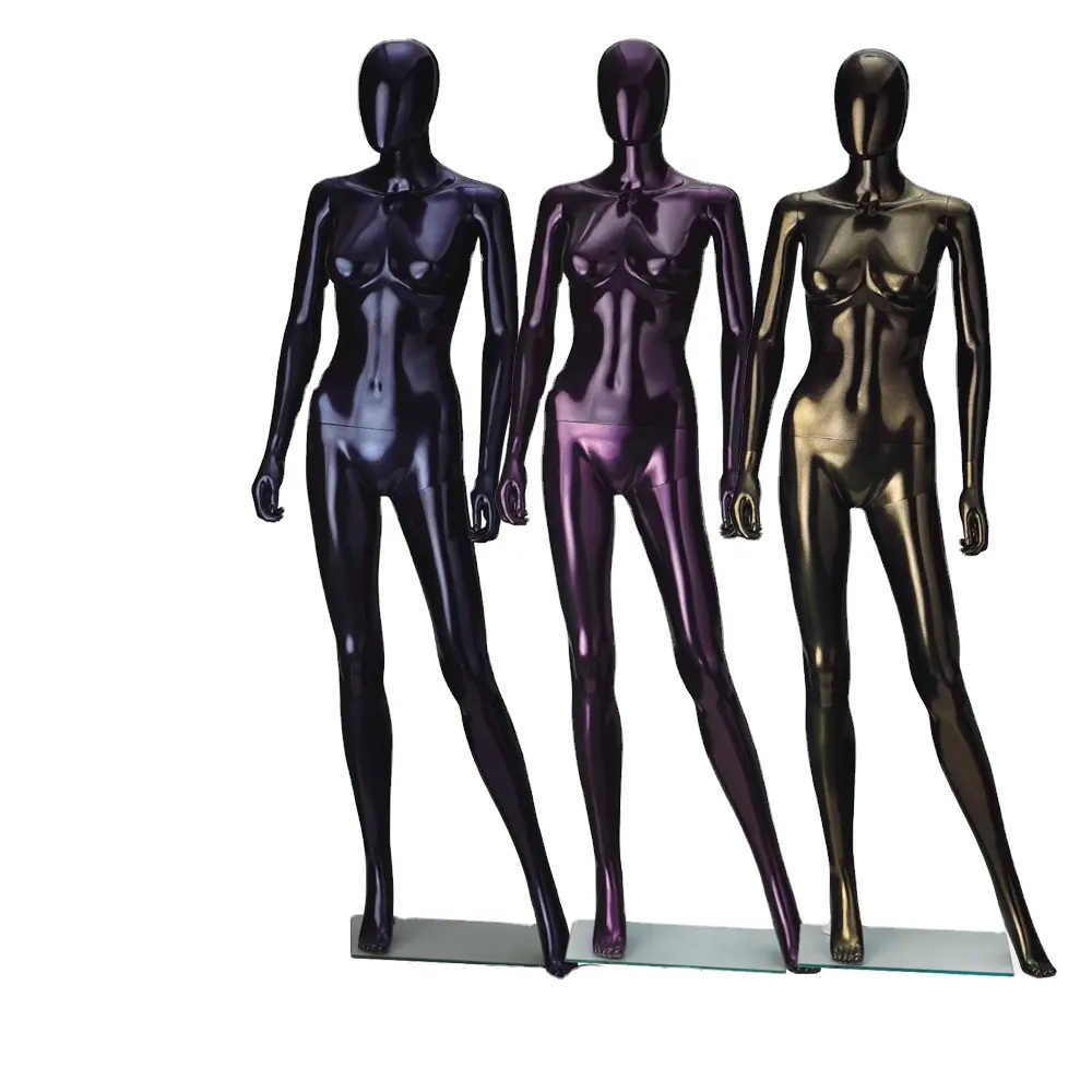 Maniquí de cuerpo completo para mujer, maniquí femenino abstracto de pie, de plástico cromado, gran oferta