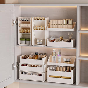 กล่องเก็บเครื่องสำอางแบบลิ้นชัก ชั้นวางของพลาสติกพร้อมลิ้นชัก สำหรับจัดเก็บเครื่องสำอาง ผลิตภัณฑ์บำรุงผิว โต๊ะเครื่องแป้ง จัดเก็บบนโต๊ะ - Product Image 1