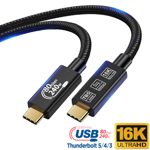 Cable <span class=keywords><strong>USB</strong></span> <span class=keywords><strong>Thunderbolt</strong></span> 5 DE 80Gbps tipo C <span class=keywords><strong>a</strong></span> tipo C, compatible con Cable de cargador rápido de 16K, transferencia de datos tipo C Gen4 de 240W para Macbook - Product Image 6