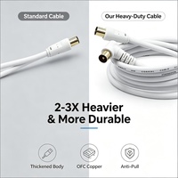 Câble coaxial RF blindé de haute qualité CCS 75 Ohm pour antenne TV, double connecteur mâle coudé PAL F, longueur OEM pour décodeur HDTV et lecteur DVD