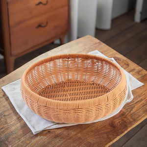 Cesto di ciotole di frutta in Rattan tessuto a mano all'ingrosso vassoio rotondo per la conservazione degli alimenti per servire l'organizzazione di conservazione della casa - Product Image 3