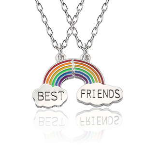 Trendy <strong>Best</strong> <strong>Friends</strong> Pendant <strong>Necklace</strong> Rainbow Broken Heart <strong>Necklace</strong> <strong>for</strong> Women Chain Bff Friendship Jewelry - Product Image 3