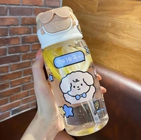 Mignon dessin animé étudiant mode Portable lunettes ours eau tasse directe paille à boire tasses en plastique