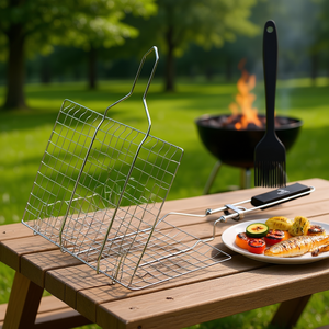 Panier de cuisson en acier inoxydable réglable pour barbecue extérieur, accessoires pour poisson et légumes - Product Image 2