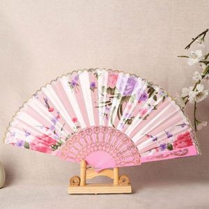 Abanico de mano clásico español de 23 cm para damas, delicado con encaje de pavo real y dorado, decoración de bambú tallado ecológico, perfecto para bodas. - Product Image 1