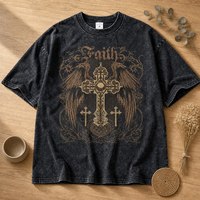 T-shirt pour homme 260 g/m² 100 % coton lavé, épaules tombantes, coupe oversize, impression numérique DTG, motif personnalisé, streetwear