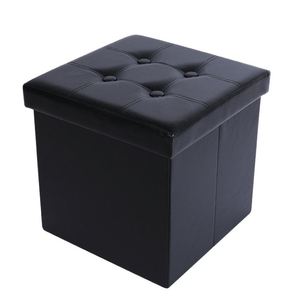 Otomana Plegable Pequeña con Almacenamiento, Reposapiés Cuadrado Tipo Cubo, Otomana Plegable con Caja de Almacenamiento - Product Image 2