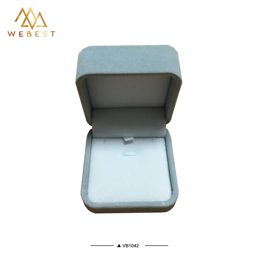 Webest grey velvet box jewellery box square share paper velvet necklace velcet box