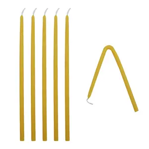 Good quality factory price yellow collapsible pack 8 pieces beeswax taper candles