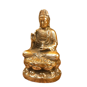 รูปปั้นทองสั<span class=keywords><strong>ม</strong></span>ฤทธิ์และทองเหลืองของพระโพธิสัตว์เจ้าแม่<span class=keywords><strong>กวน</strong></span><span class=keywords><strong>อิ</strong></span><span class=keywords><strong>ม</strong></span>นั่งอยู่<span class=keywords><strong>บน</strong></span>บัลลังก์ดอกบัวรูปปั้นทางศาสนาที่กำหนดเองของเทพเจ้าและพระพุทธรูป - Product Image 1