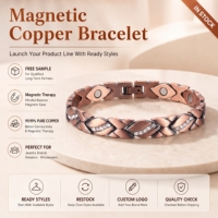Pulsera de Cobre Puro Magnética para Terapia Magnética, Diseño de Cadena de Tres Hileras, Estilo Vintage, Venta al por Mayor, Personalizable, En Stock