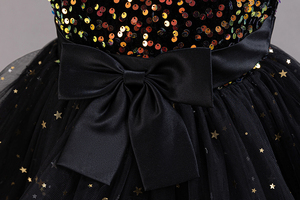 Robe de soirée princesse de mariage à nœud mignon et traîne à paillettes pour filles - Product Image 5