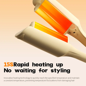 2バレルウェイバーアイアンヘアカーラーゴールドタイプPTCヒーター付きLED温度表示マイナスイオン電源スタイリング用 - Product Image 3