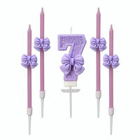 Lot de bougies d'anniversaire créatives en forme de nœud papillon violet pour la décoration de gâteaux et desserts lors de fêtes d'anniversaire