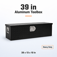 Boîte à outils portable en aluminium diamanté de 39 pouces pour camionnette, verrouillable, étanche, avec vérins à gaz, pour garage