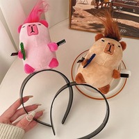 YAMEGA Ikat Rambut Boneka Bulu Karang Lucu Wanita Hoop Kartun Anak Perempuan Mewah 14CM Ikat Kepala Hiasan Kepala Pesta Cosplay Ornamen Rambut