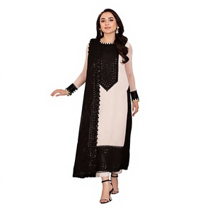 Kurti Largo para Mujer, Bordado, de Crepé Natural Pesado, para Bodas, Diwali y Fiestas, de Secado Rápido, Elástico y Sin Arrugas - Product Image 1