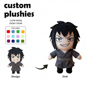 Peluches personnalisées en coton PP avec logo, jouets en peluche, poupées en peluche anime chibi avec cheveux gris et robe traditionnelle, cadeau d'anniversaire - Product Image 1