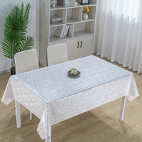 Nappe rectangulaire personnalisable en toile cirée beige irisée, motif coquille de perle irisée RNPT, lavable et résistante à l'huile