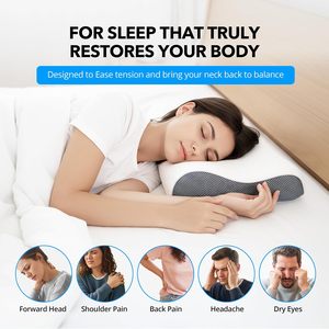 Ergonomic Cervical Contour Memory Foam <b>Bed</b> Pillow with Orthopedic <b>Support</b> Shoulder Pain Relief and Sleeping Comfort - Product Image 2