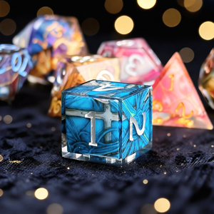 Juego de <span class=keywords><strong>Dados</strong></span> Poliédricos Cuadrados de Resina con Bordes Afilados, Diseño de Remolino Fluido, Duraderos y Ecológicos para Juegos de Mesa DND TRPG, Venta al Por Mayor, 7 Piezas - Product Image 5