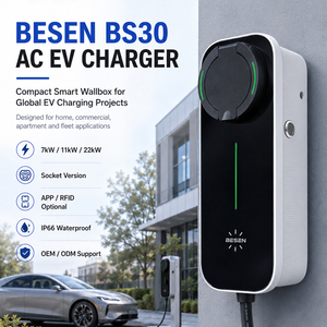 Station de recharge pour véhicules électriques triphasée 22 kW Type 2 IEC 62196-2 avec commande intelligente par application murale pour voiture électrique - Product Image 1