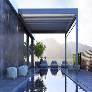 Pérgola con Panel Solar TOMA As2047, Pérgola Impermeable para Terraza, Pérgola con Techo Abatible Eléctrico para Exteriores - Product Image 2