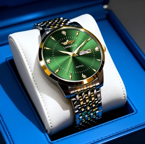 New fashion stainless steel butterfly-fastened men's business casual quartz slim calendar watch - Product Image 4