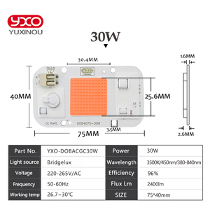 Chip <span class=keywords><strong>Led</strong></span> Trồng Cây Đèn <span class=keywords><strong>LED</strong></span> Chip <span class=keywords><strong>COB</strong></span> <span class=keywords><strong>Led</strong></span> Toàn Phổ Công Suất Cao 110V 220V 20W 30W 50W - Product Image 5