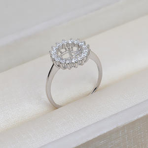 แหวนเงินแท้ S925 ประดับเพชรซิคอน แบบเปิด สำหรับทำเครื่องประดับมุก DIY สำหรับผู้หญิง ขนาด 7-8 มม. พร้อมมุกแท้ 55 เม็ด แบบไม่ต้องใช้ตัวล็อค - Product Image 4