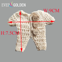 EG25109 9X7,5CM Mini-Babystrampler Puppenoutfit 100% Baumwolle für Taufe Babyparty & Neujahrs-Geschenk mit Bärenknopf