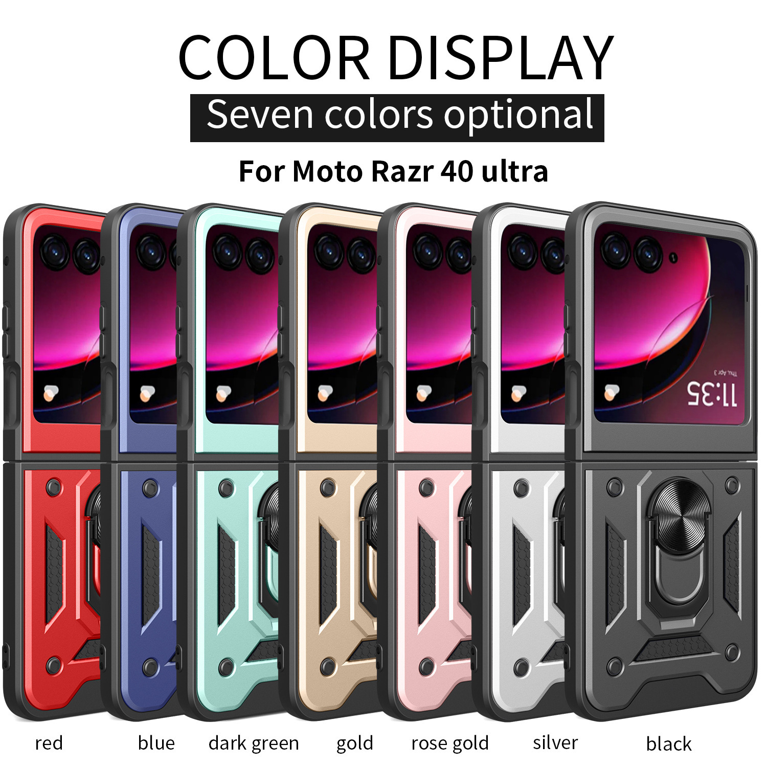 Miimall Hülle Für Motorola Razr 50 – Mit Ring-Ständer & Externem Bildschirmschutz, Ultradünn & Stoßfest